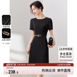 尚都比拉设计感拼接连衣裙夏季高级感气质百褶裙小个子中长裙子 雅黑色 M