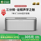 BOGASING S8Pro Max便携式蓝牙音箱三分频设计100W大功率家用影院音响户外无线HIFI发烧级桌面音箱重低音炮 珍珠银【无损高音质-续航15h】 7核发声/三重音效/蓝牙5.3