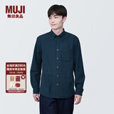 无印良品 MUJI 男式 棉水洗牛津 纽扣领 长袖衬衫 衬衣外套纯棉全棉 藏青色 XS (160/80A)