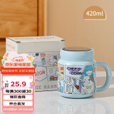 贝瑟斯马克杯陶瓷咖啡杯情侣杯猫猫创意礼物早餐杯泡茶蓝色带盖水杯子
