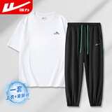 回力（Warrior）运动套装男夏季宽松休闲两件套短袖t恤男长裤子男装跑步健身服
