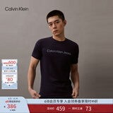 Calvin Klein Jeans夏季男女情侣中性年轻ck多色印花透气修身短袖T恤J320931 CHW-深邃蓝 M （推荐130-145斤）