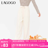 lagogo【云朵裤】简约高腰休闲裤女拉谷谷2024年秋季新款慵懒长裤 米白色(V2) M 160/38