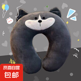 【京东物流】草莓熊u型颈枕迪士尼同款抱枕抱抱龙u型颈枕护颈枕 【经典】黑酷猫