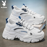 花花公子（PLAYBOY）鞋子男鞋2025秋冬季老爹鞋男士厚底增高休闲运动鞋 时尚白色 40
