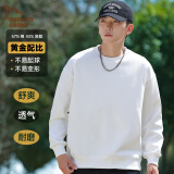 东方骆驼（EASTERN CAMEL）卫衣男秋冬季圆领纯色重磅落肩长袖上衣户外运动套头衫 白色 XL 