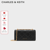CHARLES&KEITH质感菱格链条小方钱包女包包女包生日礼物520礼物CK6-10680924 Black黑（新2.0） XS