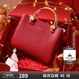 纽芝兰（NUCELLE）包包女款2025年凯莉包红色娘婚包大容量手提单肩斜挎包生日礼物