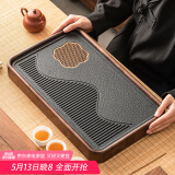 唐丰高端茶盘家用轻奢现代电木纹排水茶台茶具接水管排水式功夫茶托盘 柯木观云茶盘(中)45×28