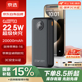 京选京东自有品牌【3C认证可上飞机】22.5W快充20000mAh黑色充电宝PD20W移动电源可飞机苹果小米华为
