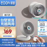 爱登（edon） 电风扇悬浮空气循环扇无线学生桌面小风扇USB充电宿舍壁挂办公室台式便携折叠风扇厨房壁挂E808 白色 飓风款【充电款＋遥控器】