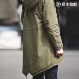 马登工装 美式复古M51鱼尾风衣军大衣派克服棉服中长款外套连帽男 军绿色（版型较为宽松） L