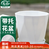 寿禾 花盆加厚绿植发财树种植盆家庭阳台园艺 木里盆中号-浅灰
