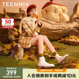 天美意靴子女显瘦商场同款短靴时装靴女靴加绒秋冬BH171DD3 米色 37