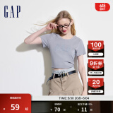 Gap女装夏季纯棉镂空字母印花logo短袖T恤宽松上衣546498 灰色 155/76A(XS)亚洲尺码