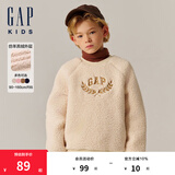 Gap【大小童同款】男女童仿羊羔绒加厚卫衣上衣646064 浅卡其 160 cm (14-15岁) 亚洲尺码