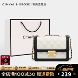CinvaiKrose【克拉拉同款】官网包包女包2025最新款斜挎包单肩包母亲节礼物 黑白菱格CK女包生日礼物送女友