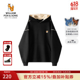 William fox&sons新复古回潮空气层科技弹力面料散边工艺破缝设计狐狸蓝标套头卫衣 黑色 M/48