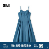 森马连衣裙女显瘦V领吊带裙年收腰裙子礼服简约长裙107424114025