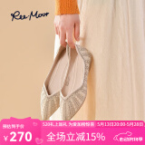 reemoor睿慕水钻尖头单鞋女2025夏季新款气质浅口珍珠百搭仙女风平底鞋 杏色 39