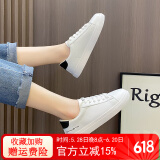 奥古狮登小白鞋女新款2025百搭舒适平底板鞋女韩版学生休闲女鞋子软底防滑 G801白黑【四季款】 36