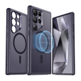 亿色适用三星S24Ultra手机壳磁吸Galaxy S24Ultra保护套全透明超薄抗指纹防摔防尘男女简约硬壳 【磨砂紫】磁吸无支架 三星S24 Ultra