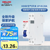 德力西（DELIXI）空气开关 家用空开 小型相线+中性线双进双出断路器 1P+N 20A