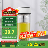 希乐玻璃杯双层玻璃水杯男士商务办公茶水分离杯便携泡茶杯子大容量