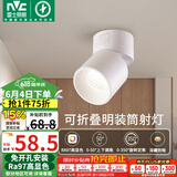 雷士（NVC）LED筒灯客厅可折叠旋转免开孔明装天花灯筒射一体铝材9瓦白色暖白
