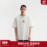 CHINISM  CH赤尘美式简约凉感短袖t恤男士夏季潮牌宽松休闲半袖情侣上衣 花灰色 XL