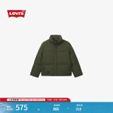 Levi's李维斯情侣同款休闲简约防寒保暖户外无帽排骨羽绒服外套 绿色 XL
