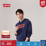 Levi's【特价来袭】李维斯情侣同款经典宽松休闲logo套头连帽卫衣 藏蓝色 19622-0007 S