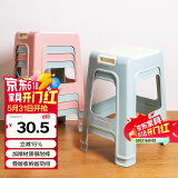 好尔凳子加厚成人家用板凳客厅厨房可叠摞塑料凳子带提手登大号北欧蓝