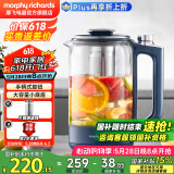 摩飞电器（Morphyrichards）养生壶1.5L煮茶壶煮茶器办公室烧水壶花茶壶养身煮水壶家用电热水壶玻璃带不锈钢滤网 MR6089 轻奢蓝 1.5L