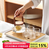 川岛屋日式竹茶盘家用托盘沥水小型简约客厅功夫茶具茶台茶托茶海 中号长方茶盘32*19*4cm