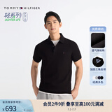 TOMMY HILFIGER【珠地网眼】夏季男透气舒适镶边T恤/纯色修身多色短袖POLO 【修身款】曜岩黑色BEI L