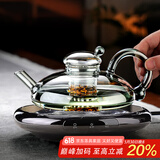 高茗鼠尾玻璃煮茶壶2024新款电陶炉煮茶器财鼠高档加厚茶水分离泡茶壶 小坐炉+财鼠壶 550ml