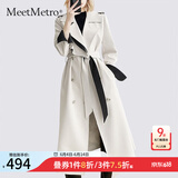 MeetMetro玛依尔女神范收腰风衣外套女2025春季新款气质中长款大衣 杏色【现货闪电发】 S