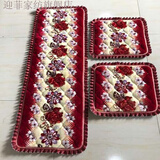 实木沙发垫红木头春秋长椅垫法兰绒防滑加厚老式木质沙发三人坐垫夏沙发罩巾布艺沙发套布艺套罩垫套 红色 花边 55*55单个小垫