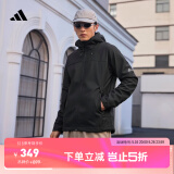 adidas拒水防泼休闲简约舒适连帽夹克外套男女阿迪达斯官方轻运动 黑色 L