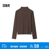森马（Semir）长袖T恤女半高领吸湿发热抗菌2024冬紧身抓绒打底衫109724101001