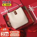 viney牛皮包包女包品牌水桶包轻奢单肩斜挎包生日礼物高级感送女友老婆