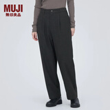 无印良品（MUJI）女式 弹力起毛 抽褶裤 休闲西裤长裤子春秋款 BE1P0C3A 深棕色 M (160/66A)