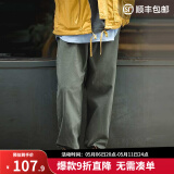 马登工装美式复古Easypants卡其休闲裤军绿色宽松直筒束脚长裤子男夏 灰绿色 S （100-130斤）