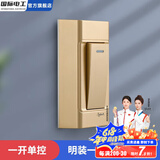 国际电工床头开关家用手捏明装按钮单控小开关电台灯船型开关按钮老式门铃 金色单控开关