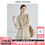 VEGA CHANG法式复古连衣裙女2025年新款夏季小众设计荷叶边印花海边度假裙子 印花（短款） L