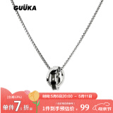 古由卡（GUUKA）潮牌环环相扣戒指挂坠项链男女新款 情侣礼物嘻哈极简合金盒子链 R0470（70cm） 均码