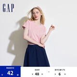 Gap女装夏季纯棉镂空字母印花logo短袖T恤宽松上衣546498 粉色 155/76A(XS)亚洲尺码