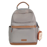 袋鼠魔方双肩包女2025年七夕旅游背包韩版潮时尚百搭休闲牛津帆布学生书包 大象灰 带挂件