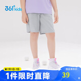 361°儿童短裤夏季男女童3-12岁透气运动裤梭织五分裤 灰 140